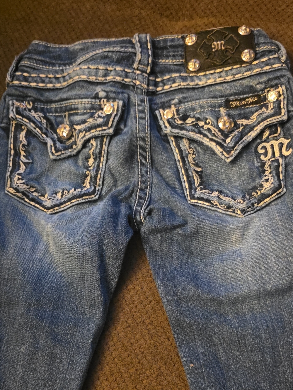 MISS ME: Girls Embroidered Dark Blue Jeans